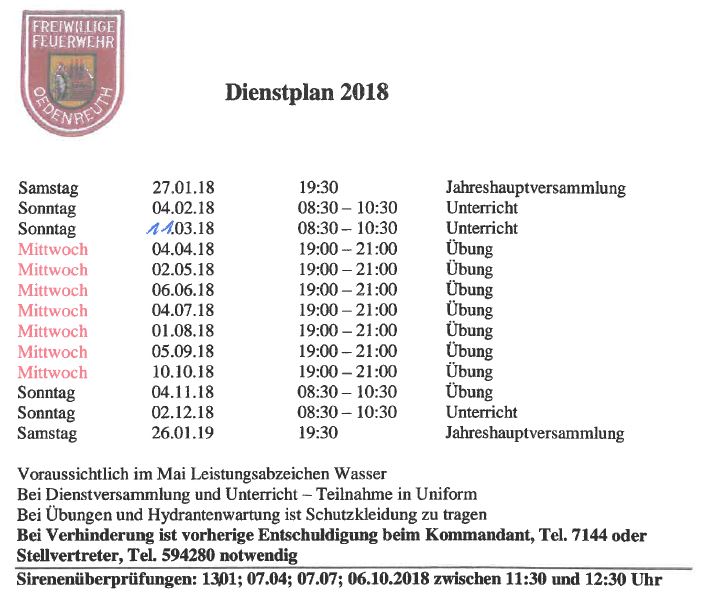 Diensplan 2018 1